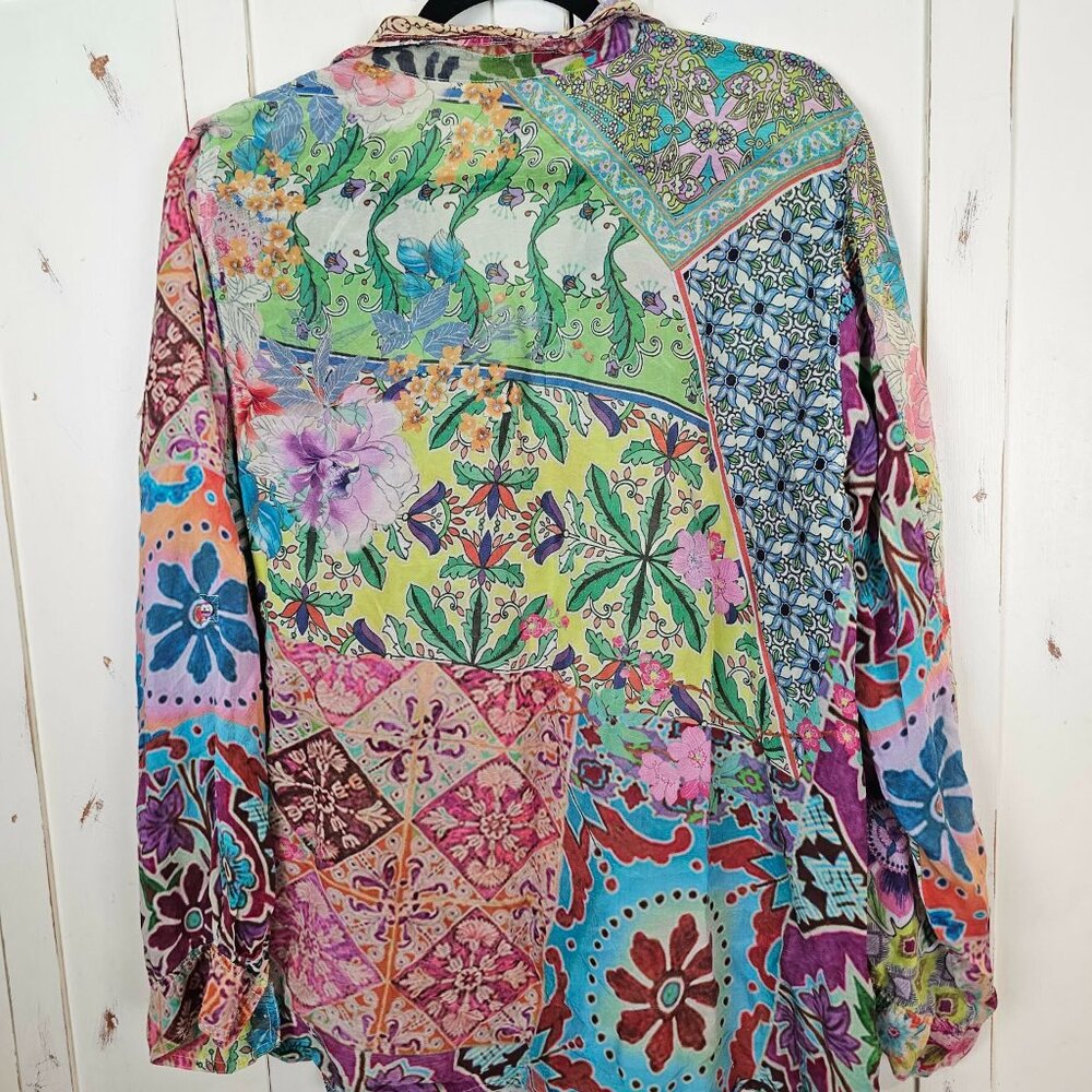 Johnny Was Patchwork Floral Button Down Blouse Bo… - image 5